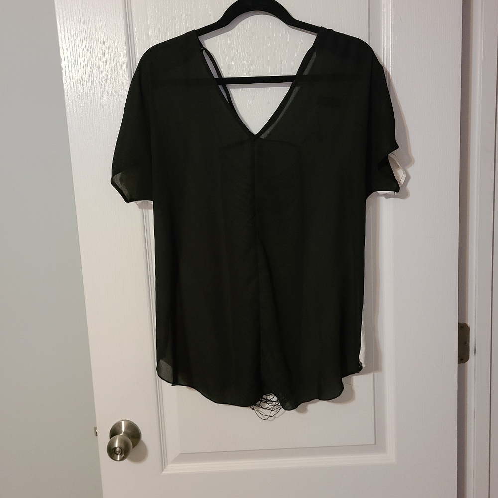 Two-tone open back top with beading
